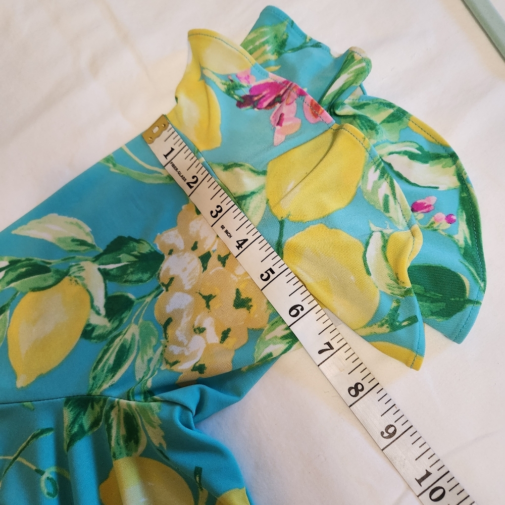 Pappagallo Women's Lemon Ruffle Top Blouse Size M Stretch - Picture 6 of 9
